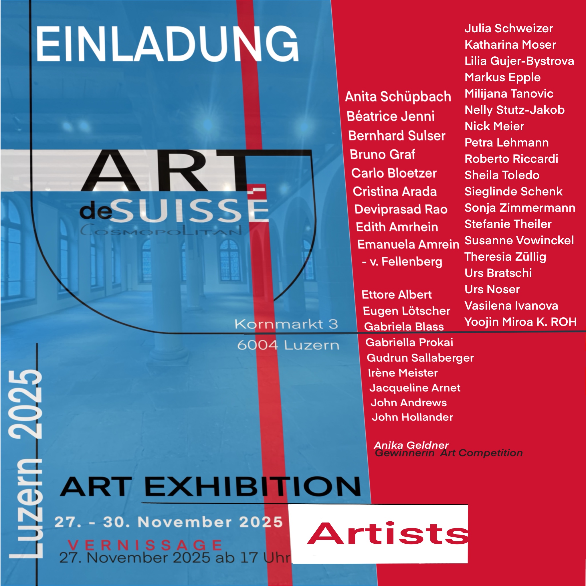 Einladung zur Kunstmesse ART deSUISSE Cosmopolitan 2025 in der Kornschütte
